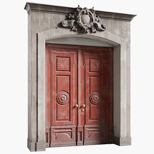 3D model Exterior Entrance Front Door Old Red