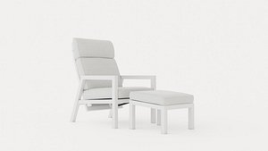 Belfort reclining armchair including footstool White
