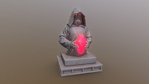 Hooded Crystal Statue Low-poly 3D model