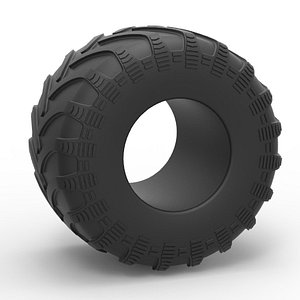 3D Diecast Monster Jam tire Scale 1 to 25 model