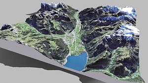 3D Mountain landscape and cityscape Altdorf Switzerland model