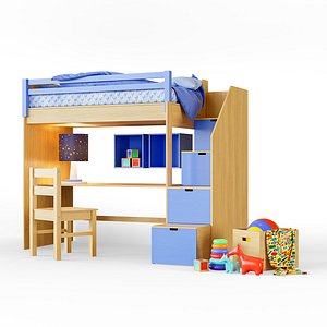3D childrens bunk bed model
