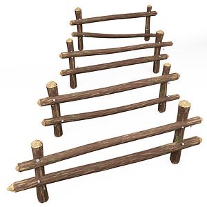 3D wooden fence nails model