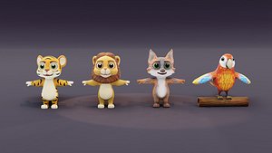 Animated Cartoon Animals 3D Models Pack 5 3D model