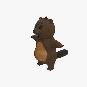 Cartoon Beaver 3D Model Rigged Stylized Character 3D model
