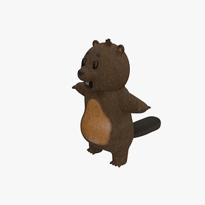 Cartoon Beaver 3D Model Rigged Stylized Character