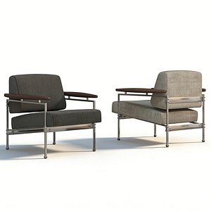 Fabric SingleModern Metal Frame Lounge Armchair Fabric Accent Chair 3D Model ChairCorona 3D model
