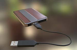 External HDD With USB Cable Rigged Wood Metal Version