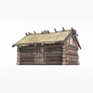 Rural wooden and thatched houses 3D