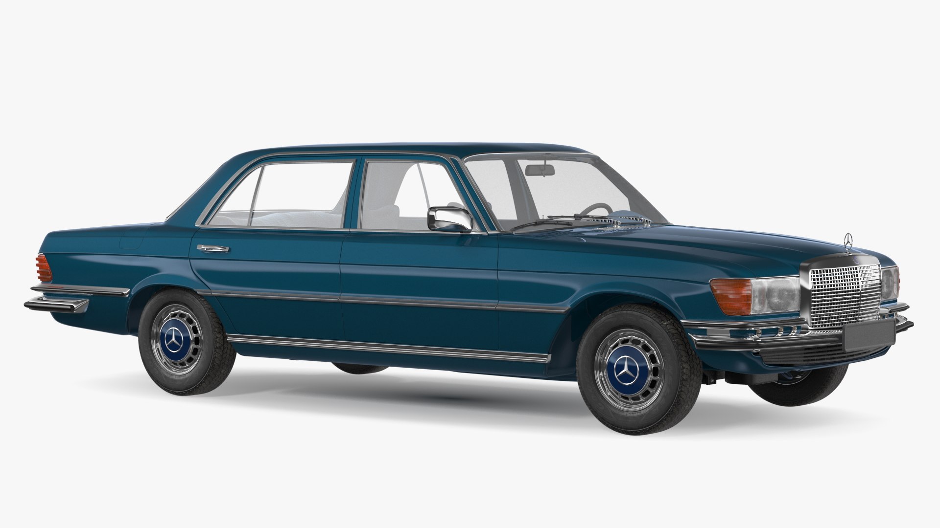 Mercedes Benz 350 SE Blue Simple Interior 3D model preview