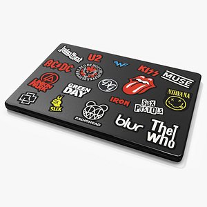 Black Laptop with Stickers 3D model