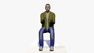 Animated Casual Euro Man Sitting Applauding