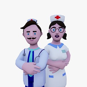 3D Doctor And Nurse Pack with Props
