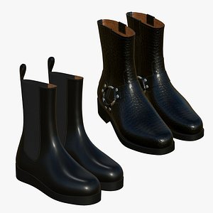 3D model Realistic Leather Boots V37