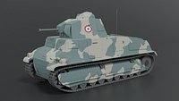 Low Poly Cartoon Somua S35 Tank