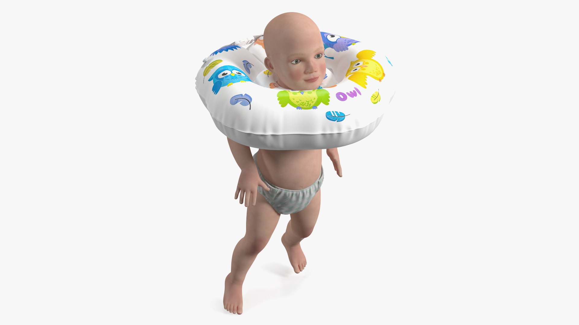 Baby Swimming with Neck Swim Ring 3D model preview
