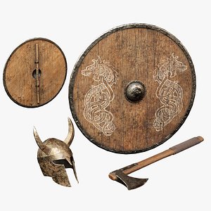 Old Used Viking Weapons 3D model