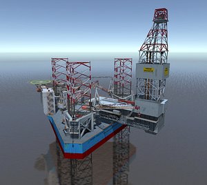 Maersk Jack Up Drilling Ship low-poly