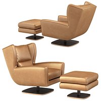 Hewn SKOOP ON A SWIVEL ARMCHAIR WITH OTTOMAN   Ted Boerner