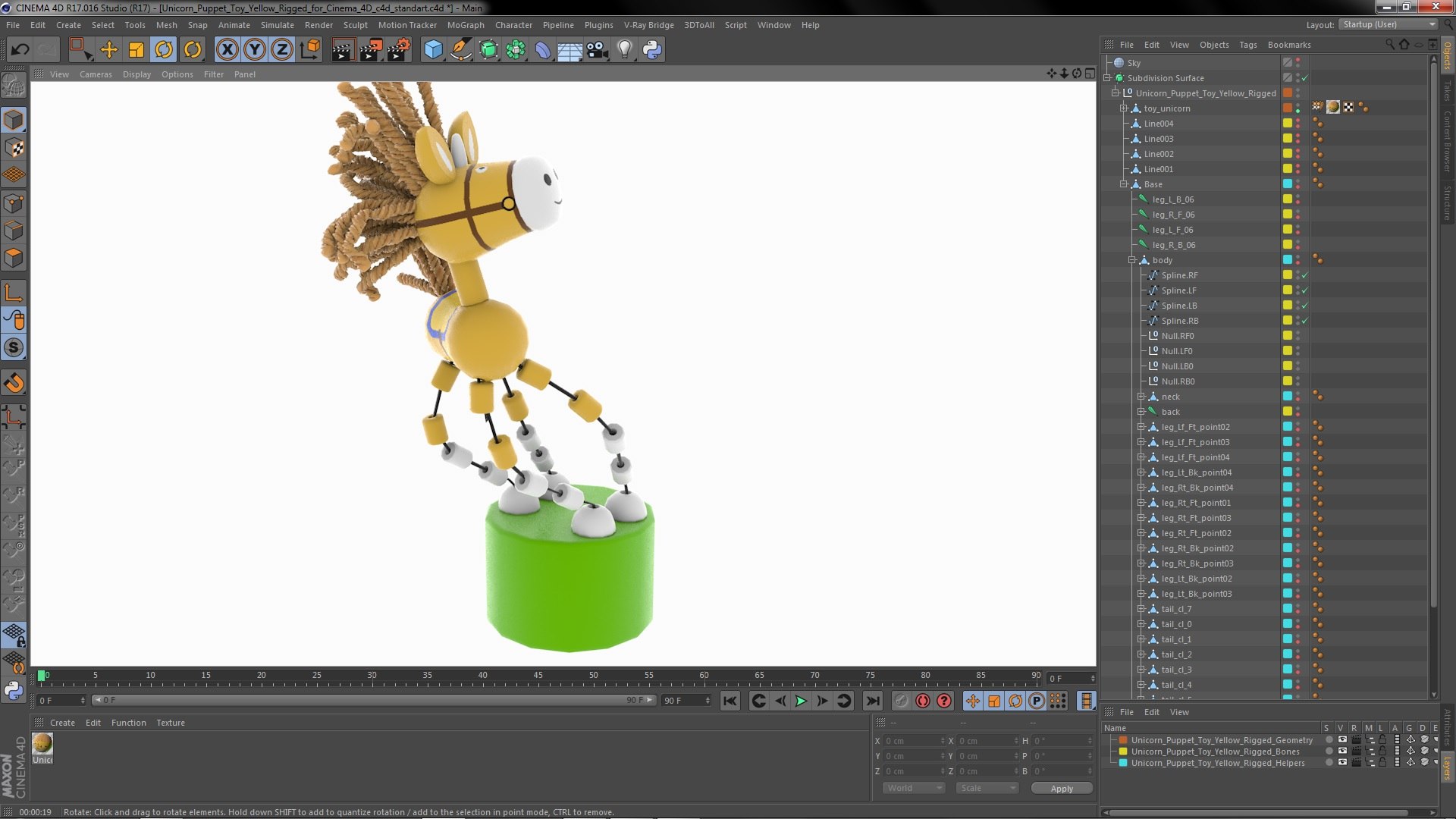 3D Unicorn Puppet Toy Yellow Rigged For Cinema 4D Model - TurboSquid ...