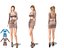 Blue and Brown Tiger Stripes Gathered Side Cutout Front Mini Dresses