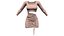 Blue and Brown Tiger Stripes Gathered Side Cutout Front Mini Dresses