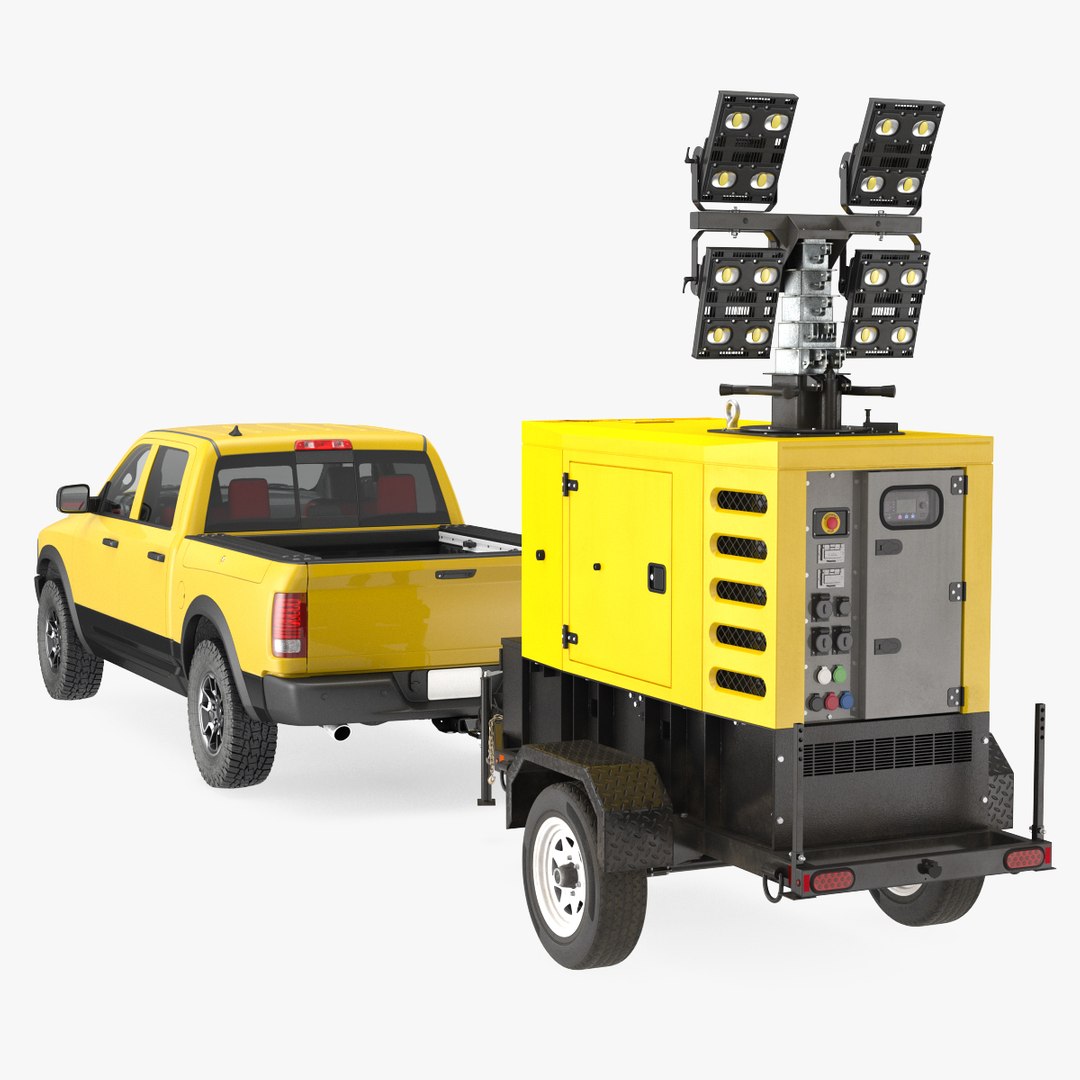Pickup Truck Towing Mobile Generator 3D model preview