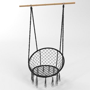 hanging chair black macrame 3D model