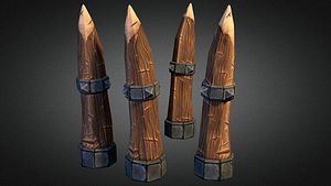 3d model wooden spike pole