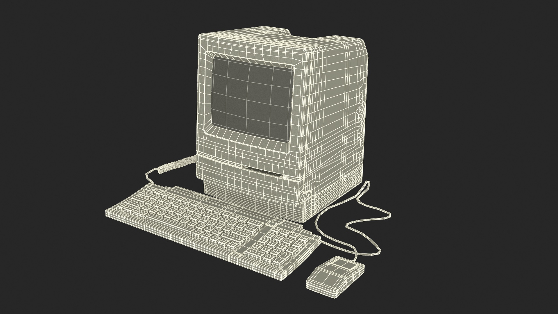 3D Vintage Apple Macintosh Classic II Computer With Mouse And 