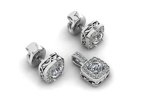 set earrings pendant 3D