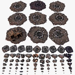 Medieval Mine Industrial Environment Pack Ore Minerals Crystals Metal 3D model
