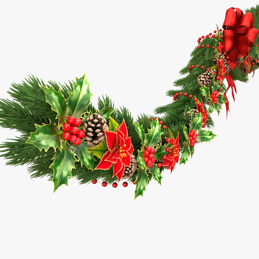 christmas wreath v4 3d model