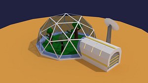 Low Poly Sci Fi Greenhouse