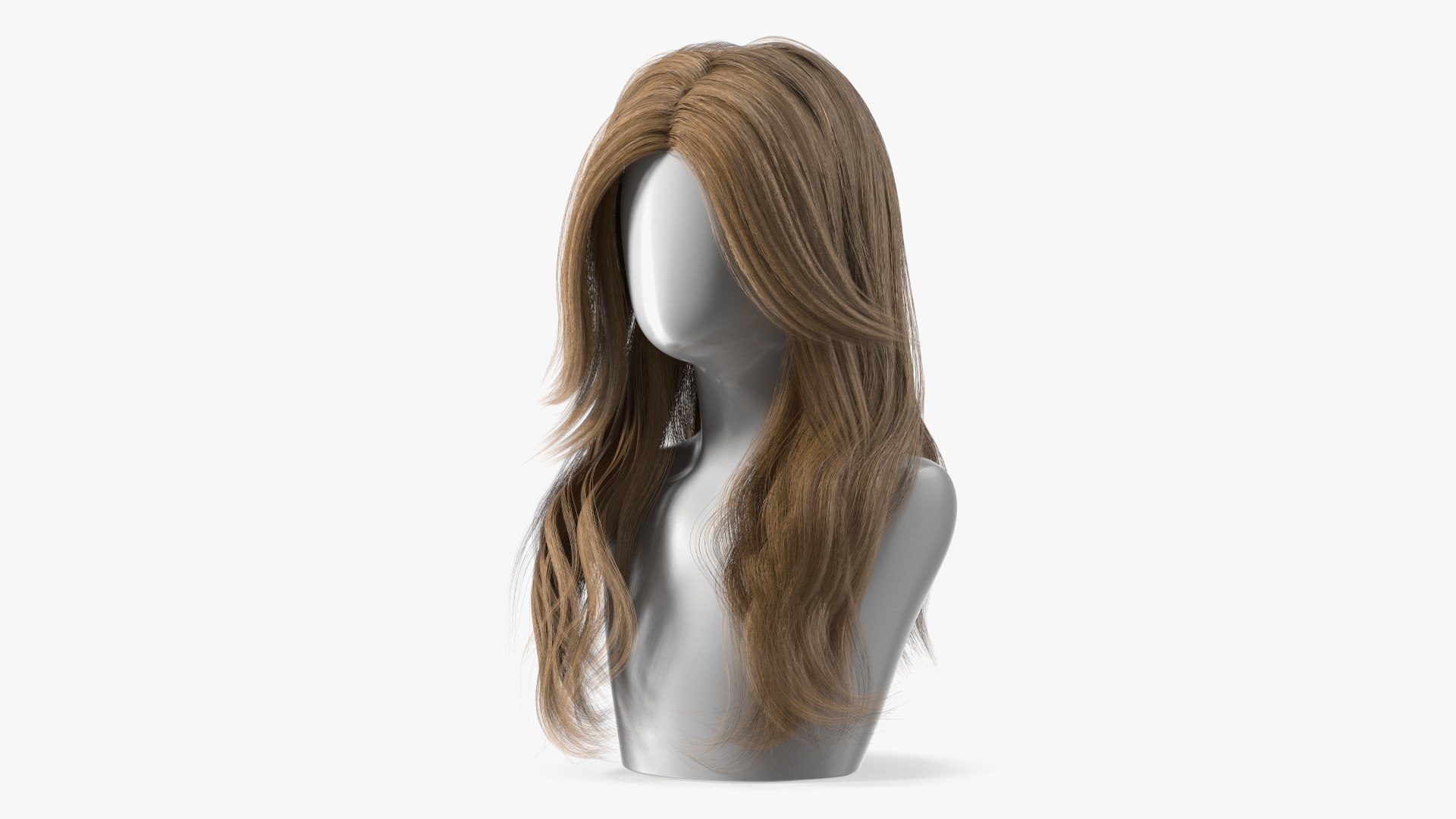 Long Hairstyle Wig Brown 3D model preview