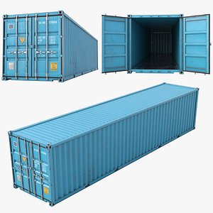 Cargo Container Turquoise Blue 40 feet PBR 3D model