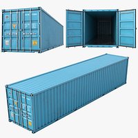 Cargo Container Turquoise Blue 40 feet PBR