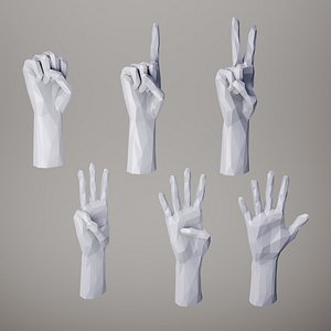 3D Hands Finger Counting  Low poly model