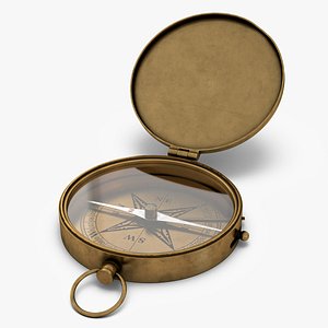 Antique Pocket Brass Compass