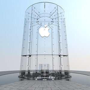Apple Store Glass Cylinder Entrance