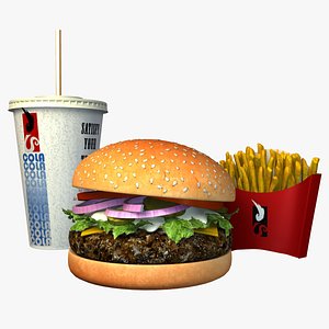 3d model hamburger combo