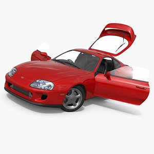 Toyota Supra Mk4 Turbo Coupe Red Rigged for Maya 3D model