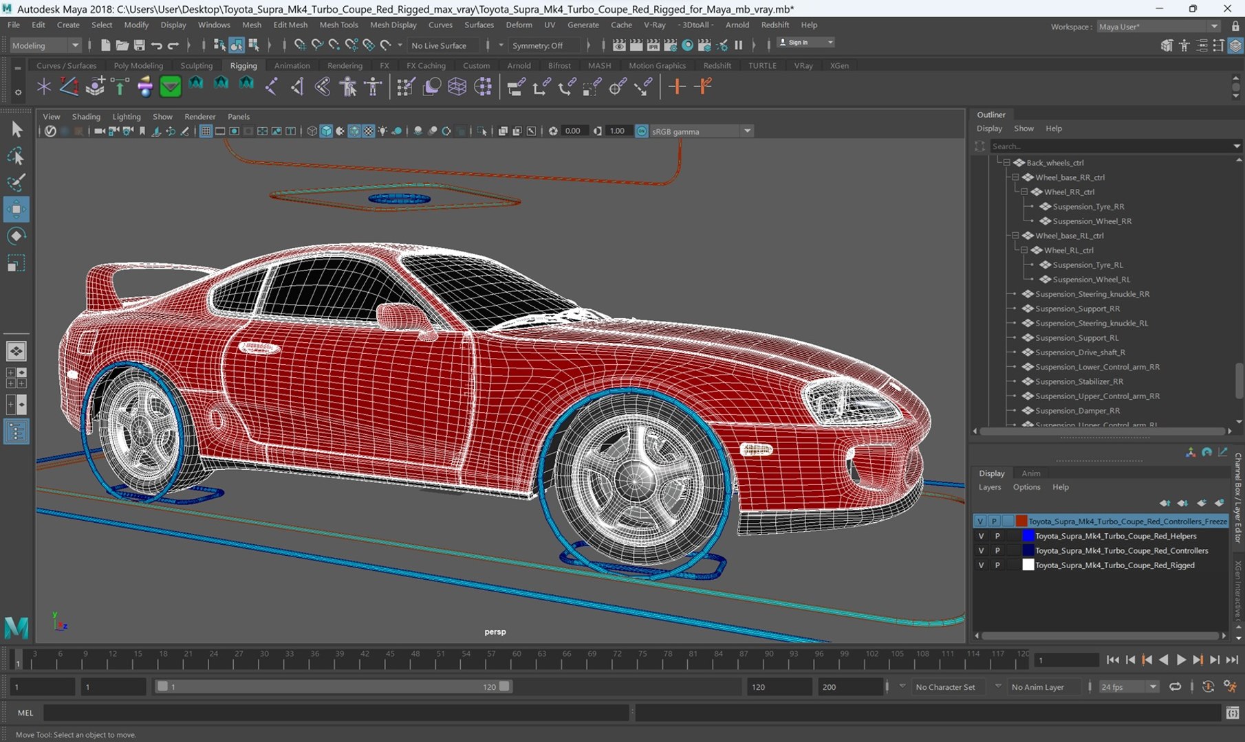 Toyota Supra Mk4 Turbo Coupe Red Rigged For Maya 3D Model - TurboSquid ...