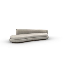 3D Modern Curved Chaise Lounge Sofa 3D Model  Neutral Fabric  Wood Base