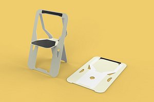 PLYWOOD FOLDABLE FLAT CHAIR SECRET FOLDING SEAT FOLD STOOL TABLE 3D