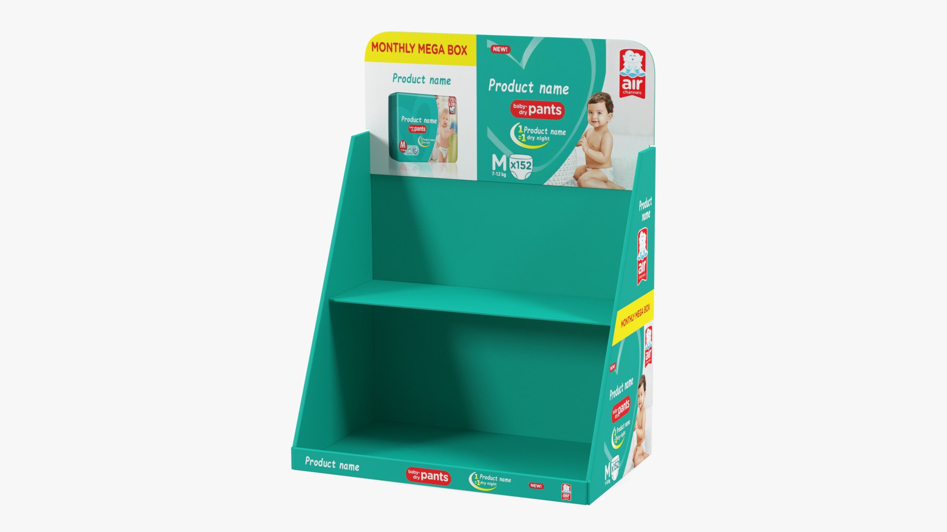 Retail Table Display Stand Pampers 3D model preview