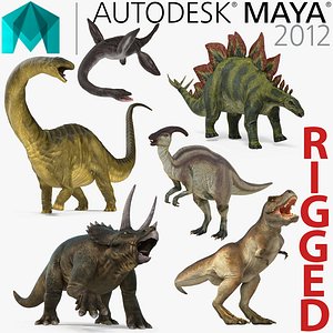 Rigged Dinosaurs Collection for Maya
