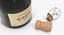 3D champagne bottle krug opened model