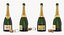 3D champagne bottle krug opened model