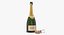 3D champagne bottle krug opened model
